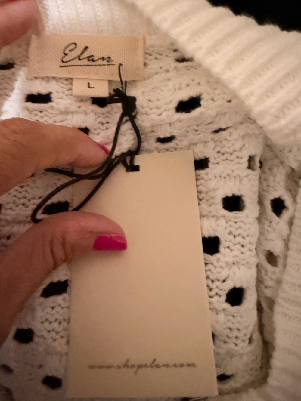 Elan Aster cable knit Sweater Cardigan Zip Up relaxed fit White size large NWT - Picture 11 of 12